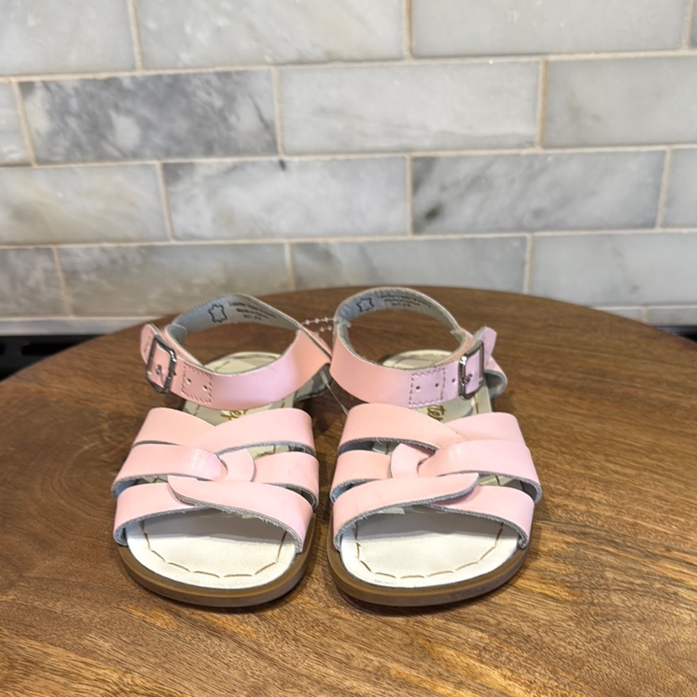 Weestep Pink Kids Leather Sandals With Hook and Loop Strap - Picture 3 of 6